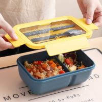 ♙❁₪ 850ML Microwave Lunch Box with Spoon Chopsticks Dinnerware Food Storage Container Children Kid School Office Microwave Bento Box