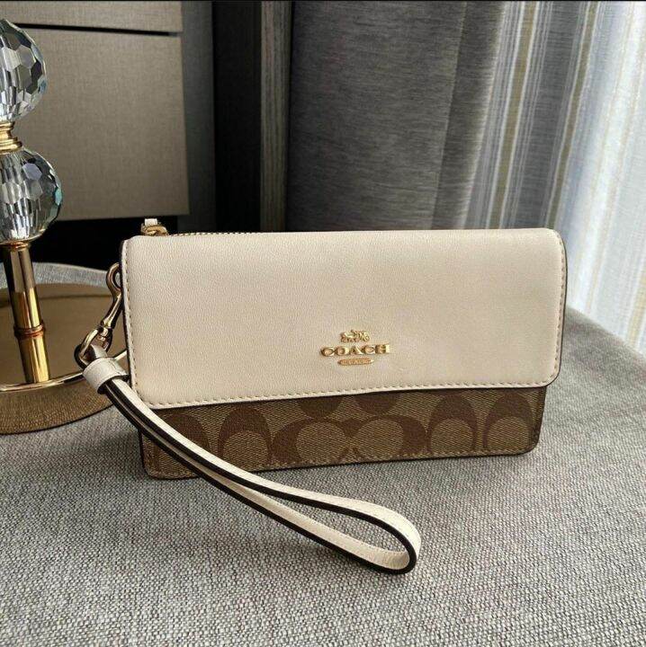 Original Coach F73793 Foldover Wristlet Crossgrain Leather with