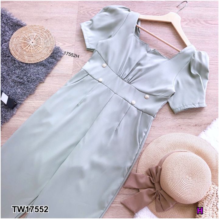 tw17552-jumpsuit-จั้มสูทขายาวอกย่นจับจีบ