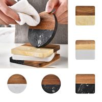 【CC】 1pcs Coasters Marble Wood Splicing Wedding Celebration Graduation Ceremony Dining Table Decoration Parts