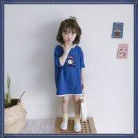 Ready Stock Quick Shipment Childrens Clothing Girls Short-Sleeved One-Piece Dress Princess Vest Suspender Baby Infant Clothes Tops Stitching T-Shirt