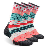 Athletic Training Socks, ZEALWOOD Unisex Merino Wool Anti-blister Cushion Hiking Socks Running Printing Socks for Four Seasons