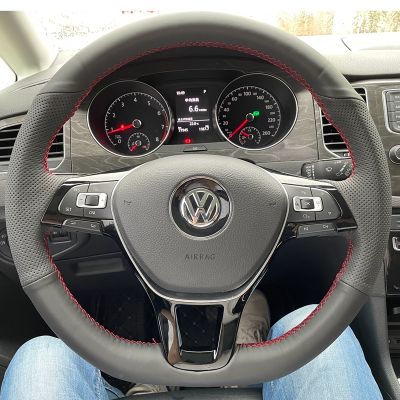 【YF】 Car Steering Wheel Cover Black Braidin Artificial Leather For Volkswagen VW Golf 7 Mk7 Touran Up New Polo Jetta Passat B8 Tiguan