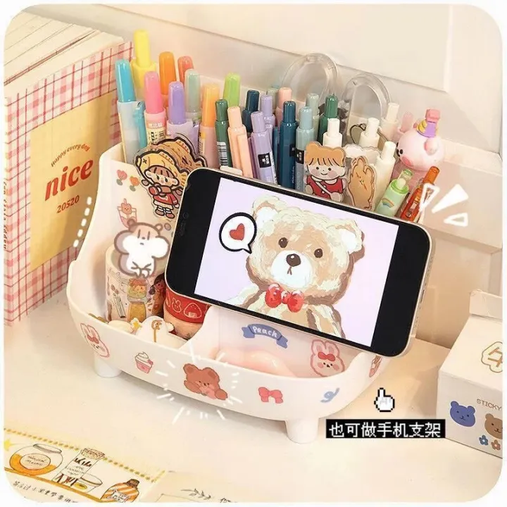 creative-pen-organizer-girls-desk-accessories-cartoon-pencil-holder-cute-desk-organizer-kawaii-pen-holder