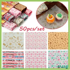 50PCS/Set Bakeware Packaging Merry Christmas Baking Sheet Elk Wax Paper  Food Packing Cake Wrapping Waterproof 6 