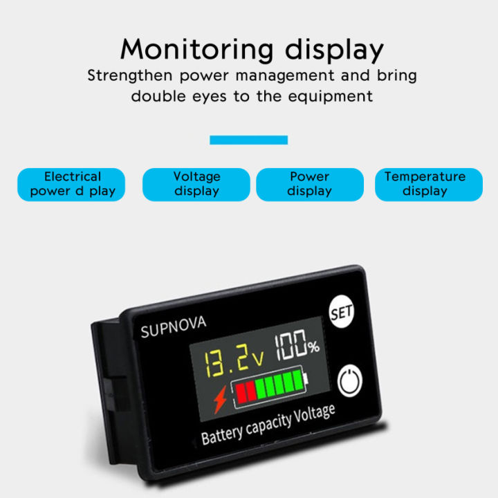 เครื่องวัดแรงดันไฟฟ้ากระแสตรง-8-100v-แบตเตอรี่ลิเธียมกรดตะกั่วเครื่องวัดความจุเครื่องวัดแรงดันไฟฟ้ารถยนต์ไฟฟ้าจอ-lcd-สี