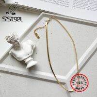 【Online】 Gift Pop SSTEEL สร้อยคอเงินแท้925สำหรับผู้หญิงสร้อยคองูแบบมินิมอล Gargantilla De กล้องส่องทางไกล925เครื่องประดับละเอียด