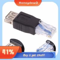 HONEYDEWD 1/3/5pcs สีดำ เครือข่าย LAN เอฟ/เอ็ม อะแดปเตอร์อีเธอร์เน็ต เราเตอร์ USB Type A หญิงถึง RJ45 ชาย ปลั๊กเสียบ