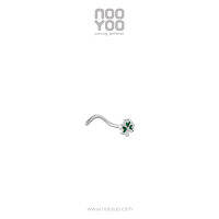 NooYoo จิวจมูกสำหรับผิวแพ้ง่าย GREEN LEAF Nose Pigtail Surgical Steel