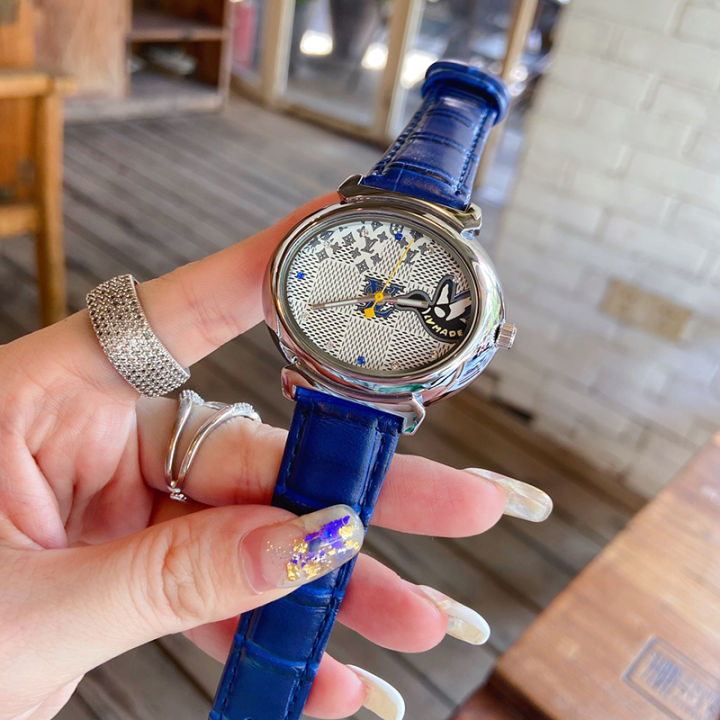 นาฬิกาผู้หญิง2022ใหม่นาฬิกานักเรียนสายหนังเงิน-dial-สุภาพสตรีมือถือนาฬิกาสามขา-นาฬิกา5สี