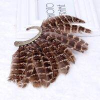 ARIN❥Uni Big Gray Natural Feather Earring Cuff Non Piercing Ear Clip One Side