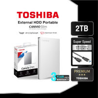 Toshiba External HDD (2TB) USB 3.2  SuperSpeed, รุ่น (Canvio Slim)  Security Auto-backup 2.5" สีเงิน ฮาร์ดดิสพกพา  (TSB-HDTD320AS3EA)