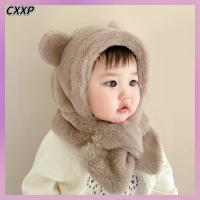 CXXP หนาขึ้น หมวกสำหรับเด็ก วันพีซ สีทึบทึบ อุปกรณ์เสริมสำหรับเด็กวัยหัดเดิน ของใหม่ ตุ๊กตาผ้าพลัฌ ผ้าพันคอหมวกหมี ฤดูหนาวในฤดูหนาว