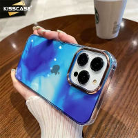 KISSCASE เคสโทรศัพท์กากเพชรภาพวาดสีน้ำสุดหรูสำหรับ IPhone 14 Pro Max 13 12 14 Plus ฝาครอบโปร่งใสกันกระแทกแฟชั่นลายหินอ่อนสำหรับ Iphone 12 Pro Max