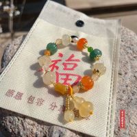 Lingyin Temple gold silk jade hand string lovers national wind pumpkin beads bamboo bracelet yellow jade hanging gourd hand jewelry 86R2