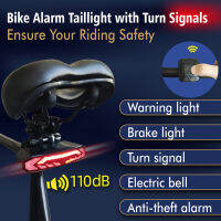 Anti-Theft Bicycle Taillight ke Steering Induction Wireless Remote Control Bike Light with Alarm Bell Cycling Safety Accessor