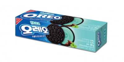 ขนมคุกกี้สอดไส้ครีมมิ้นท์ช็อคโกแลต oreo mint choco sandwich cookies 80g 오레오 민트초코