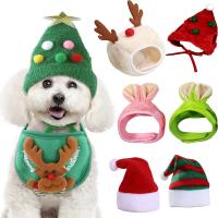 ZZOOI Christmas Pet Hat Cute Antlers Saliva Towel For Dog Cat Dress Up Supplies Lovely Design Autumn And Winter Clothes Pet Accessory