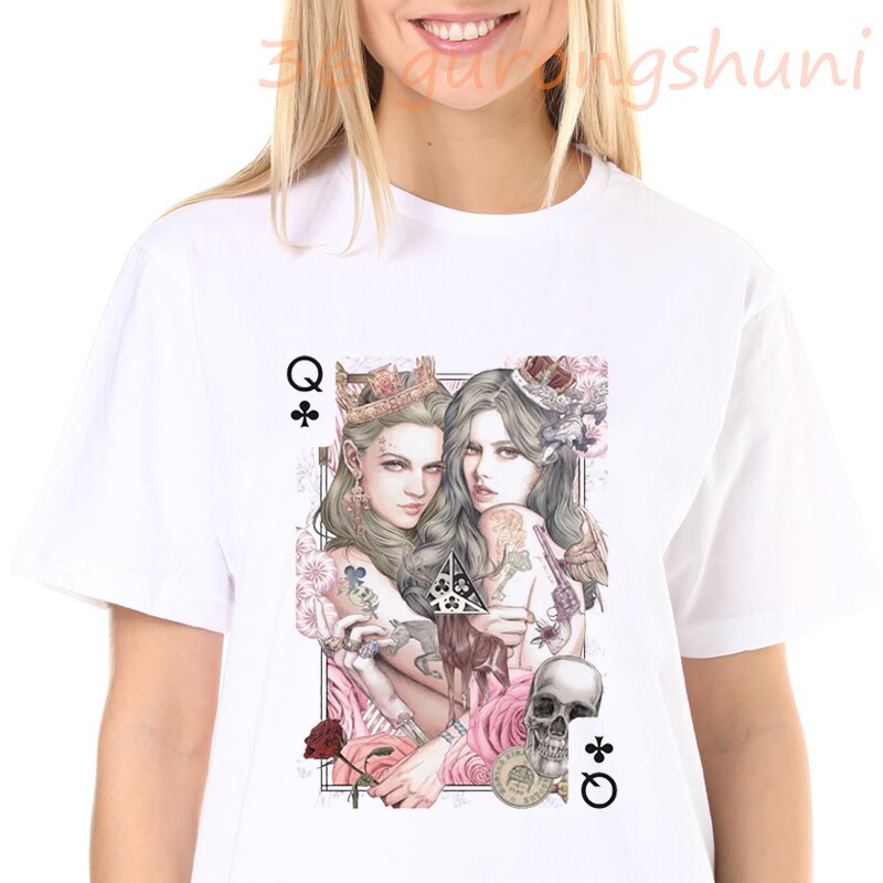 Women/Men Clubs Hearts Poker Playing Cards 3D Print Casual T-Shirt Short Sleeve