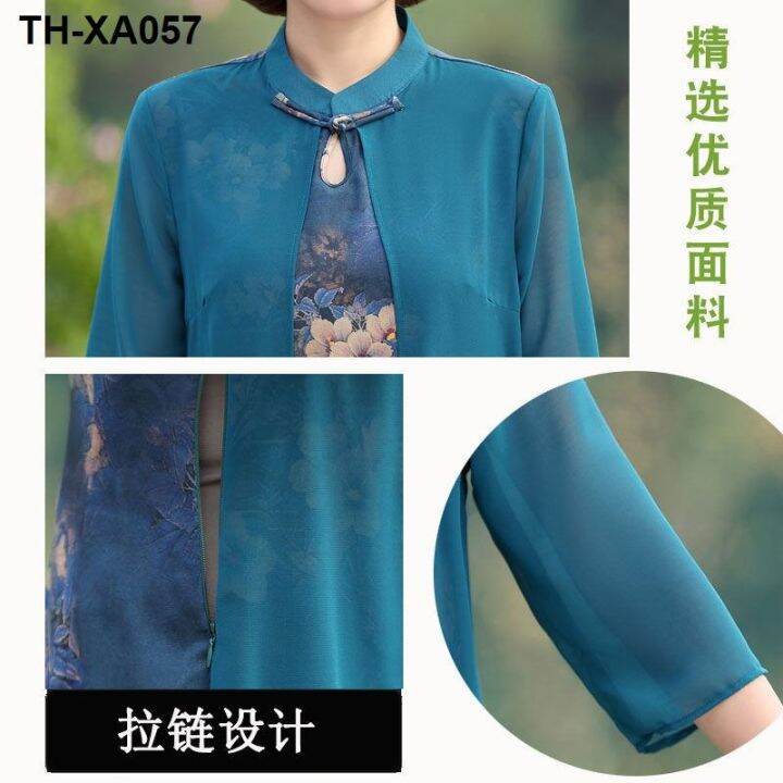 middle-aged-and-elderly-dress-new-summer-womens-high-end-chiffon-chinese-style-cheongsam