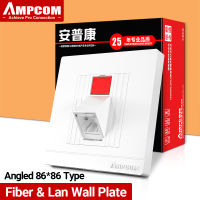 AMPCOM Fiber Optic Angled Wall PlateSet, LC SC FC ST Simplex Duplex FTTH Fiber Coupler Adapter Keystone Faceplate 86*86 Type