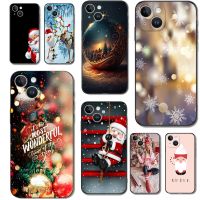 For iPhone 15 Case For iPhone 15 Plus Phone Back Cover Soft Silicone Protective Black Tpu Case Christmas Funda Mobile Coque