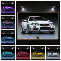 JDM คอลเลกชันกีฬารถโปสเตอร์ Nissan Skyline R34ภาพวาดผ้าใบพิมพ์ Wall Art สำหรับชายห้องนั่งเล่นและตกแต่งบ้าน Cuadros