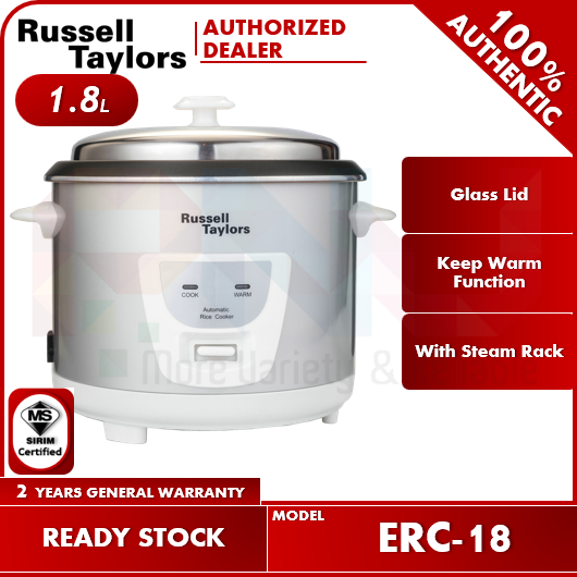 Russell Taylors 1.8L Glass Lid Conventional Rice Cooker ERC18 Lazada