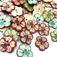 50 pcs Flower Natural Wooden Buttons For Needlework Scrapbooking 2 Holes Buttons Patchwork DIY Craft Sewing WB523