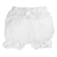 Sinstrong Womens White Ruffled Lace Trim Bloomers Safety Shorts Japanese Style Cute Bowknot Cosplay Pumpkin Pants Frilly Knickers