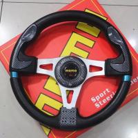 Universal 32cm Car Auto Racing MOMO พวงมาลัยกรอบอลูมิเนียมและปุ่มแตร