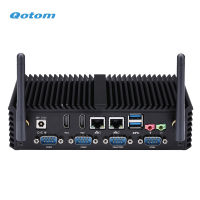 QOTOM คอมพิวเตอร์ Q301P Celeron 2955U Dual Core 6 COM VGA RS485 Fanless สำนักงาน Home ธนาคารโรงแรม PC