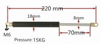 2PCS M6 15KG Force 70mm Long Stroke 220mm Hole Distance Auto Gas Spring Hood Lift Support M8 Hole Diameter Sliver Tone