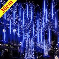 30CM 8Tubes Meteor Shower Rain Led String Lights Street Garlands Ramadan Lights Garden Lights Outdoor Wedding Holiday Lighting