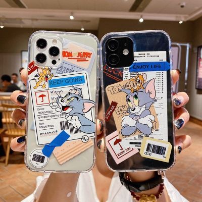 เคสiPhone11 มีความคิดสร้างสรรค์ แมวและเมาส์ โทรศัพท์เลนส์ป้องกันแขน เคสซิลิโคนนิ่ม แบบใส ลายการ์ตูน รูปแบบตลก สําหรับ เคสไอโฟน11 โทรศัพท์
