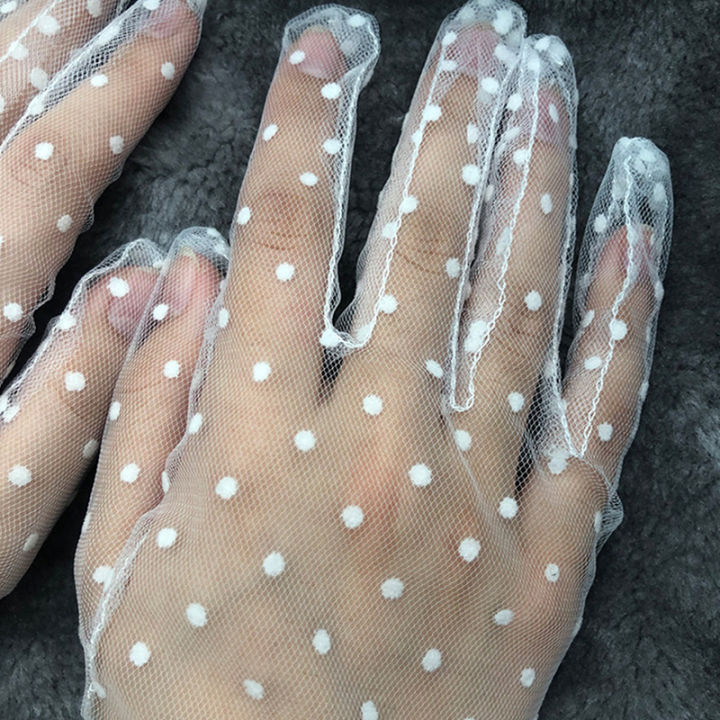 xinyi3-ใหม่ลูกไม้สั้นถุงมือ-lotus-leaf-sheers-ยืด-tulle-spots-full-finger-ผู้หญิงยืดหยุ่น-summer