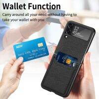 Anti-Shock Card Holder Leather Case for Samsung Galaxy Z Flip 4 5 5G Flip5 Flip4 Flip3 Flip 3 Non-Slip Cover for Samsung Z Flip4