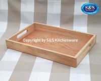 ถาด เสริฟ มีหูจับไม้ยางพารา คุณภาพสูง wooden box serving tray with handle(ถาดใหญ่) | ขนาด 10 นิ้ว x 16 นิ้ว x 2 นิ้ว