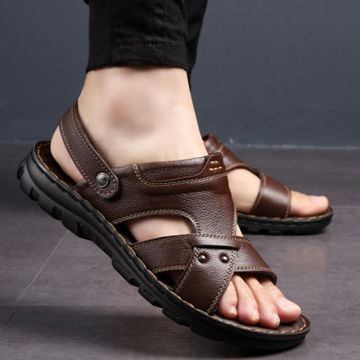 codq-ชายชายหาดรองเท้าแตะเกาหลีสำหรับผู้ชาย-รองเทาส้นสูงแบบเปิดปลายเท้าแฟชั่นรองเท้าผู้ชายฤดูร้อน