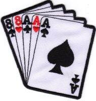 iron on patch Embroidery Poker Full House Card game 9x9 cm โป๊กเกอร์ เล่นไพ่  ตัวรีด เย็บติดผ้าประเทศไทย โลโก้ปัก มีกาวสำหรับรีด ตกแต่งเสื้อผ้า