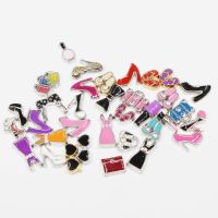 【YD】 Heels Cosmetics Slippers Skating Shoes Enamels Floating Charms Glass Lockets Memory Pendant Jewelry