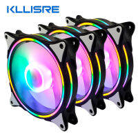 Kllisre LED Case Fan 120มม. พัดลมเงียบแขนแบริ่ง4pin เดสก์ท็อปพีซีพัดลมคอมพิวเตอร์คูลเลอร์คูลลิ่งซีพียูคูลเลอร์หม้อน้ำ