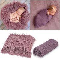 2Pcs ทารกแรกเกิดการถ่ายภาพ Props ผ้าห่มเด็ก Swaddle การถ่ายภาพ Wrap Shaggy Area Rug