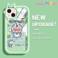 Jlingji เคสสำหรับ iPhone 13 iPhone 13 Pro iPhone 13 Pro iPhone 13 Pro Max เคสการ์ตูนแฮปปี้โดราเอมอนสีสันสดใสนิ่มสำหรับเลนส์กันกระแทกแบบใสเคสมือถือความคิดสร้างสรรค์โปร่งใสเคสป้องกันซิลิโคนเรียบง่าย