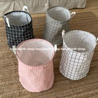 henceforth Simple Plaid Storage Bucket Folding Laundry Basket Cloth Storage Basket Storage Box Home Sundries Basket