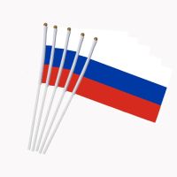 14x21cm  5pcs Small Russian flag with Plastic Flagpoles Activity parade Sports Home Decoration  NC006