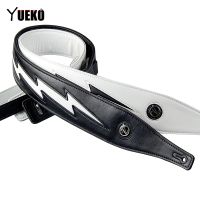 AA YUEKO Black White High Quality Leather Guitar Strap Unique Lightning Comfortable Acoustic Electric Bass Strap Guitar Essories