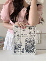 เคสฝาพับสามทบแบบย้อนยุคลายดอกไม้สีดำและสีขาวแบบมินิมอลลิสต์หลากหลายเคสแบบพับปิดได้โปร่งใสสำหรับ IPad10.2 Ipad10th เคสฝาครอบ Mini6เคส Ipad9.7 Air5ป้องกันการตกเคส Pro11/Ipad12.9ป้องกันการงอ Ipad Gen9กรอบ