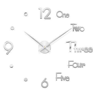 นาฬิกาแขวนผนังขนาดใหญ่ดีไซน์ทันสมัยใหม่นาฬิกาควอตซ์แบบทำมือ3D นาฬิกาแฟชั่นสติกเกอร์กระจกอะคริลิคห้องนั่งเล่นตกแต่งบ้านนาฬิกา Horloge