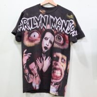 เสื้อ Marilyn Manson ลายโอเวอร์ปริ้น สไตล์วินเทจ สกรีนทั้งตัว ผ้านอก เสื้อOVP เสื้อโอเวอร์ไซส์ เสื้อวงดนตรีต่างประเทศ เสื้อวงร๊อค